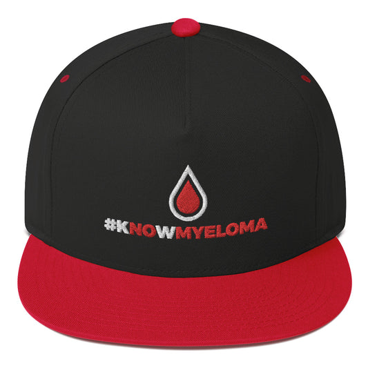 #kNOwMyeloma Flat Bill Cap in black/red