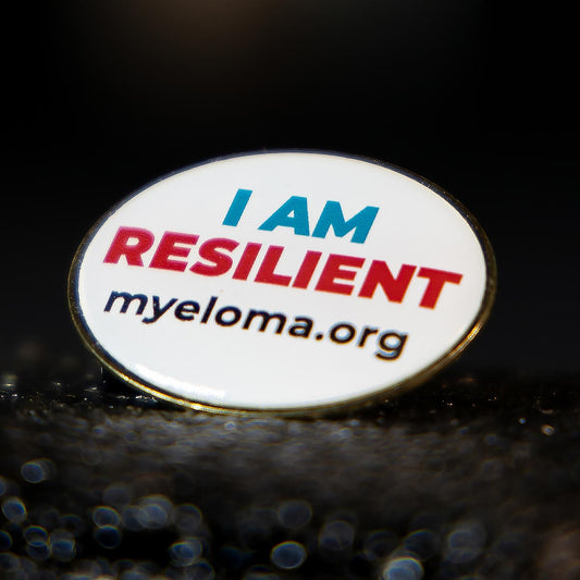 International Myeloma Foundation's I AM RESILIENT Round Metal Pin