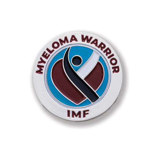 IMF Myeloma Warrior Heart Logo Round Metal Pin
