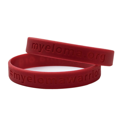 Red "myeloma.org" silicone wrist band